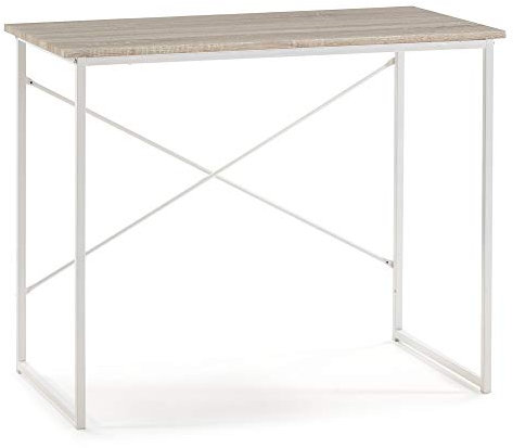 VS Venta-stock Mesa de Escritorio Cáceres, Mesa de Ordenador, Estilo Industrial, 90 (Largo) x 50 (Profundo) x 74 (Altura) cm (Blanco)