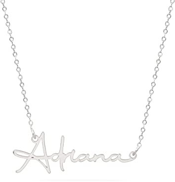 doble aro Colgante Personalizado con Nombre - Plata de Ley 925/1000 para Mujer – Collar Artesanal con Cadena Ajustable - Hecho en España (Modelo Autógrafo, Plata de Ley)