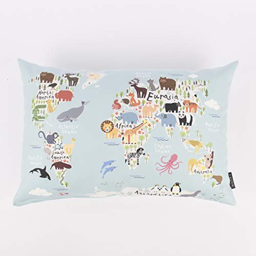 MAGMA Deko Kissen World hellblau bunt 40x60cm
