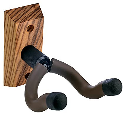 PUNK Juego de 1 soporte de pared para guitarra, madera dura de cebra, soporte de pared, para acústica, eléctrica, guitarra, bajo, banjo, mandolina, ukelele (1 unidad)