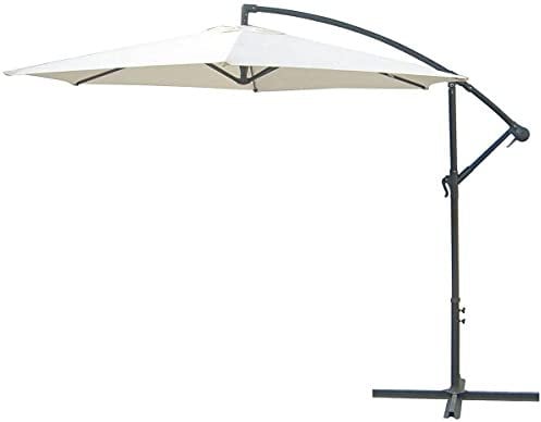 eacommerce - Ombrellone da Giardino Decentrato | Palo Laterale 48 mm | 3 Metri | Telo Ecrù Lavabile 180 gr/mq | Manovella Facile | Uso per Giardini, Terrazze, Balconi, Ecrù, Grande, Lega di Acciaio