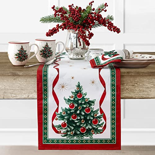 Elrene Home Fashions Villeroy & Boch Toy's Delight Weihnachtstischläufer, Festliche Tischdekoration, 33 x 178 cm