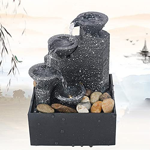 Indoor Waterfall Fountain , Meditation Water Fountain Small Waterfall Fountain Desktop Decorations Indoor Tabletop Fountain With LED Lights And Pebble For Home Office Table Decoration
