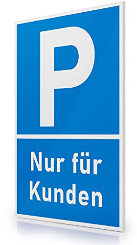 FLAGLY Premium Parkplatzschild Kunden 30x20cm aus 3mm PVC Hartschaumplatte MADE IN GERMANY - stabiles Hinweisschild/Warnschild, wetterfest & UV-beständig