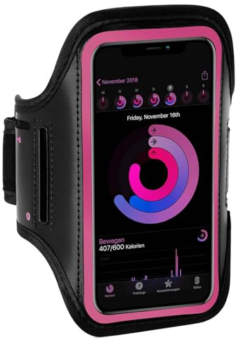 ONEFLOW Workout Case für iPhone 12/12 Pro Sportarmband zum Joggen mit Touch Fenster, Handy Armband für Sport und Outdoor, Handyhalterung für den Arm, Lauftasche Jogging, Pink