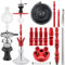 LUNA BIGIMA Shisha Set Komplett 18/8er Schliff Anschlüsse Closed Chamber System | Zubehör inkl. Schlauch - Mundstück - Zange - Steinkopf - Kaminaufsatz - Molassefänger - Knickschutz (Rot)