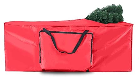 BLADO Christmas Tree Storage Bag - Heavy Duty Dual Zippered Containers, Carry Handles, Waterproof Xmas Tree Bag Protects from Dust Fits up to 8ft (Red with Pocket)
