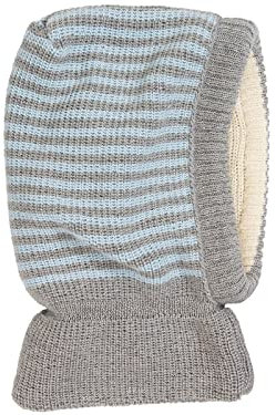 HANS NATUR Bio Baby und Kinder Schalmütze 100% Bio-Baumwolle (KBA) und Schurwolle, Grau bleu, 46/48