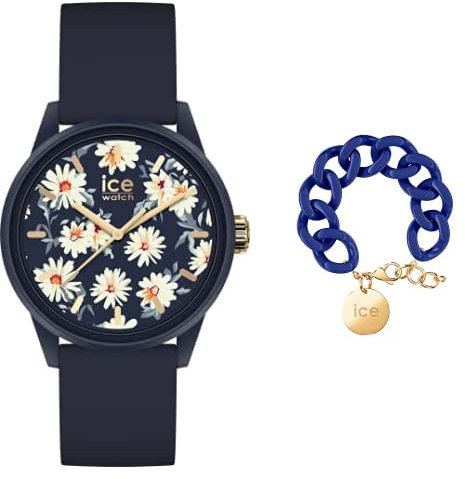 Ice solar Power - Twilight Daisy - Small - 3H + Jewellery - Chain Bracelet - Lazuli Blue - Gold