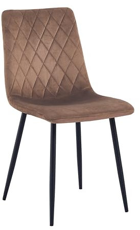 Mevsim Esszimmerstuhl 1er Set Bruin-Samt-Metallbein-Wohnzimmersessel-Sessel Stuhl-Edelstahl Küchenstuhl Schwarze Metallbeine-Polyester-Anti-Rutsch
