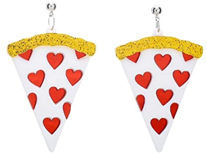 Pizza-Ohrringe für Frauen, niedliche Lebensmittel-Pizza-Acryl-Ohrringe für Mädchen, Pizza-Herz-Baumel-Ohrringe, hypoallergen, schöne Pizza-Scheiben-Tropfen-Ohrringe, 3D-Pizza-Ohrringe, Acryl