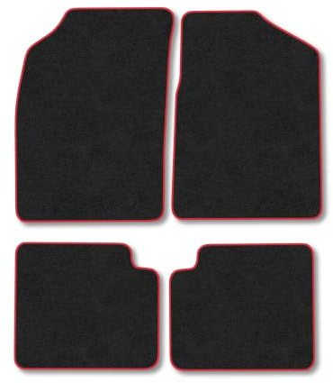 Fits Ford KA (2008-2013) Carpet Car Mats | Red Edge Trim Tailored Fit Floor Mats Full Coverage Protection Accessories Easy Clean Anti Slip Made in the UK