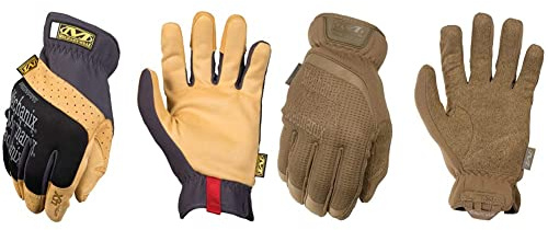 Mechanix Wear: Material4X FastFit Arbeitshandschuhe aus Kunstleder – Abriebfest (Groß, Braun/Schwarz) & Wear: FastFit Coyote Taktische Arbeitshandschuhe – Berührungsfähig, formschlüssig (X-L, Coyote)