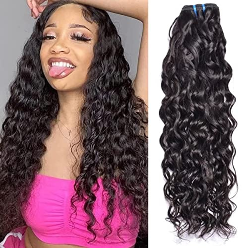 Water Wave Human Hair Bundles Menschliches Haar Brasilianisches Echthaar Tressen Locken Curly Bundles Single Weave Bundles Human Hair Natürliche Schwarze Farbe 100g 18 Inch