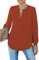 Homlan Camicia da Donna Elegante con Scollo a V, a Maniche Lunghe, da Lavoro, Casual, a Maniche Lunghe, Tinta Unita, Colore: Arancione., XL