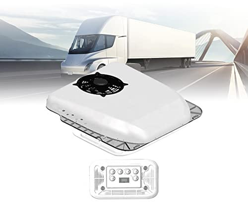 RV Rooftop Air Conditioner 12V/24V DC Ultra Thin Electric Parking Air Conditioning Cooling Only, 8 Hour Running Universal Car Air Conditioner for Motorhome Camper Van Caravans Bus Boat 12V white