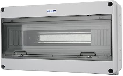 MOLLOM 18 Modules Leistungsschalter MCB-Verteilerschutzkasten mit DIN-Schiene, IP65 wasserdicht, für Innen- und Außenbereich