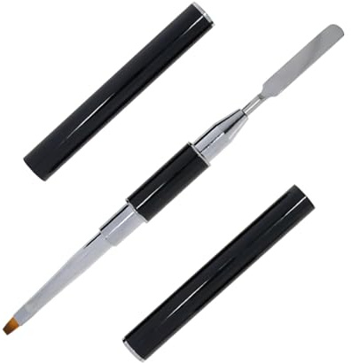 INLAQ® Pennello & Spatola 2-in-1 per Unghie – Strumento Doppia Faccia per Gel UV/LED, Polygel, Tip e Allungamenti – Acciaio Inox & Setole Sintetiche