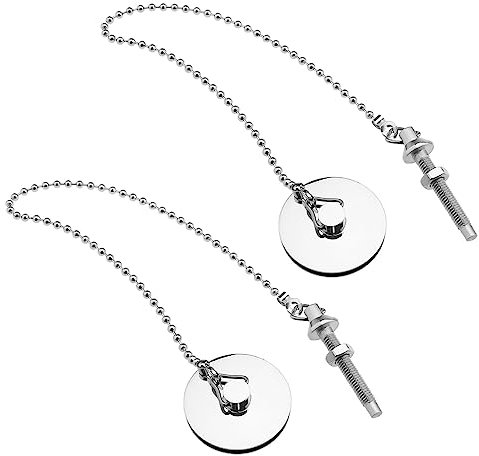 VGOL 2 Stück Chrom Waschbeckenstopfen mit Halterung Und Kugelkette, 1 1/2 Zoll, 38 Mm, Abflussstopfen-Abdeckung für Küchenspüle Badezimmer Badewanne Handwaschbecken