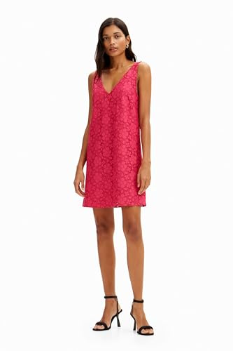 Desigual Women's Vest_LACE Dress, Red, Medium