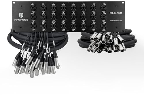 PRORECK Rack Mount TRS XLR Combo Splitter Snake Cable, Suitable for Live, Recording, Stage, Studio (15 Foot x 30 Foot - 24 Channel) PR-24-1530, 3U