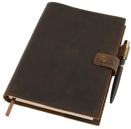 moonster Nachfüllbares Tagebuch Leder A5 – Notizbuch für Damen – Notizbuch Leder A5 - Ledereinband für Notizbücher mit Stift – Leder Einband A5 Liniert – Edles Notizbuch A5 - Leather Cover Journal