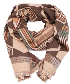 QUEEN HELENA Warmer Winterschal für Damen SC204 braun, Einheitsgröße