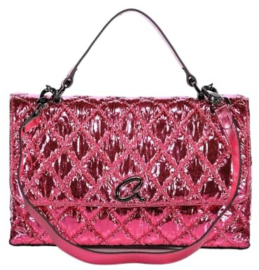 Axel Genevieve Damen Handtasche mit Griff oben und abnehmbarem Riemen, glänzend gesteppt, Fuchsia, Einheitsgröße