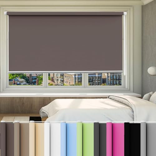 Fensterrollo Verdunkelnd 75 x 200 cm Verdunkelung Rollos Sichtschutz und Sonnenchutz Tenebra Thermorollo Rollo für Fenster und Tür, Braun