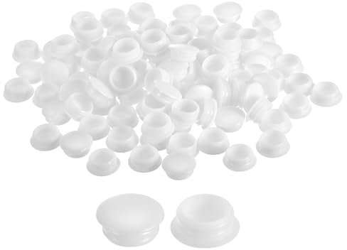 QUARKZMAN 100 Stück Schraubenlochabdeckungen, 15 mm (19/32) Durchmesser, Kunststoff-Snap-in-Abdeckkappen für Möbel, Schränke, weiß