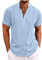 Linen Shirt for Men UK Short Sleeve Henley Shirt Classic Solid Cotton Linen Button Up Blouses Summer Loose Casual Cotton Linen Pullover Tops Comforty Breathable Office Business Tees