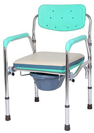 KOHARA Klappbarer Toiletten-Nachtstuhl, höhen- und breitenverstellbarer Duschstuhl mit Armlehnen und Rückenlehne, Toilettenstuhl mit gepolstertem Sitz, Mobile Toilette für Erwachsene,