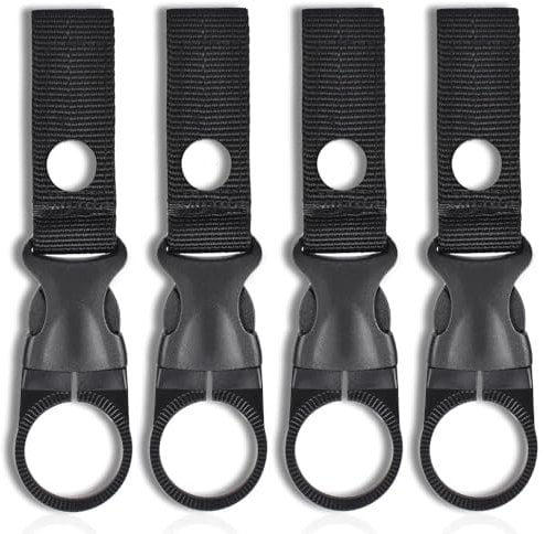 Wasserflaschenhalter Clip, 4 Stück Schlüsselanhänger Flaschenhalter mit Gürtelschnalle, Schwarz