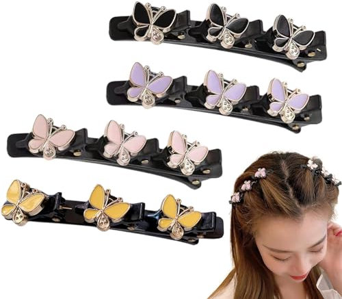 Sghtil Lot de 4 barrettes à cheveux tressées scintillantes | Pinces à cheveux tendance – Pinces à cheveux tressées scintillantes avec 3 petits pour femme