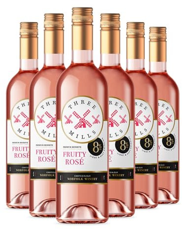 Three Mills 8% ABV Premium Reserve British Made Rosé | Fruity and Refreshing Rosé Wine | 6 x 75cl Bottle