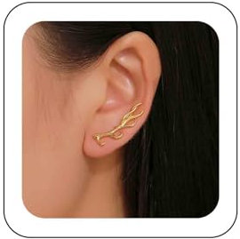 Inateannal Boho Geweih Ohrmanschette Ohrring Geweih Ohr Kletterer Ohrringe Gold Baumzweig Geweih Ohrmanschette Ohrringe Geweih Kletterer Krabbler Ohrringe Minimalistisch Geweih Ohrstecker Ohrringe