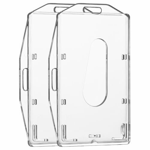 Porta badge orizzontale e verticale, 2 pezzi, trasparente, porta badge o badge per cordini, porta badge per ufficio, scuola