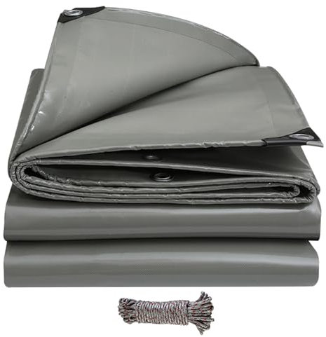 Bâche de Protection en Polyéthylène 4 x 6 m 500G/M² PVC Protection de Vent Pluie Soleilavec Œillets Bois Baches Bache Protection Bois pour Serre Jardin Pergola Piscine, Gris