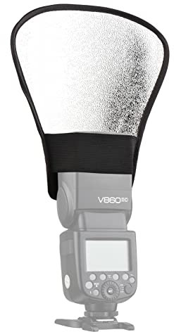 Hanzete - Réflecteur de flash universel portable pour appareil photo avec surface réfléchissante argentée et blanche - Remplacement pour flash Nikon sur appareil photo