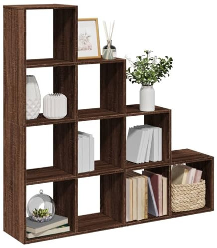 ShGaxin Bücherregal, Trennwand, 4 Ebenen, Eichenbraun, 131,5 x 29 x 131,5 cm, Regal, Bücherregal, Aufbewahrungsregal, Organizer für Spielzeug, Bücherregal, Raummöbel - 857973