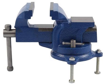 Holdfiturn Table Vice Bench Heavy Duty Vice with 360 Degrees Swiveling Base Cast Iron Workshop Vise for Workshop Factory (4 Inch)