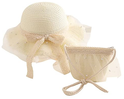 IQYU Haube Damen Sonnenschirm Hut Strand Sonnenhut Kinder Zubehör Kinder Schals Mädchen (White, One Size)