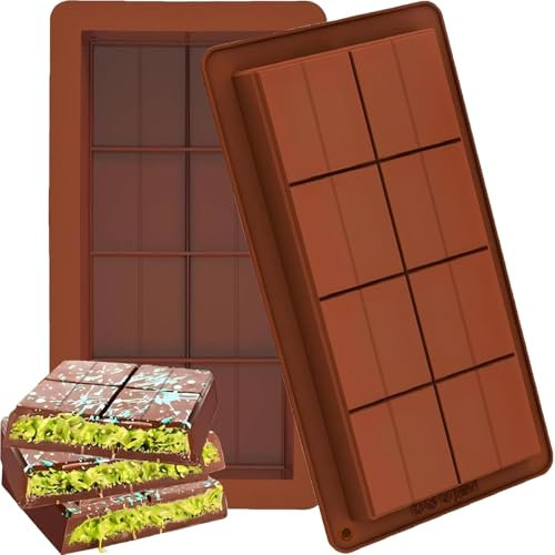 Dubai Schokoladentafel Form 2 Stück, Schokoladenform Silikon Tief Silikonform Schokoladentafel Tiefe Schokoladenform Form für Schokolade