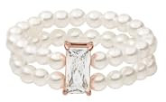 Purelei® Anello elastico con perle di conchiglia e zircone quadrato – acciaio inox oro, argento o oro rosa, taglie S/M & M/L, design elegante, M-L, Acciaio inossidabile, Nessuna pietra preziosa
