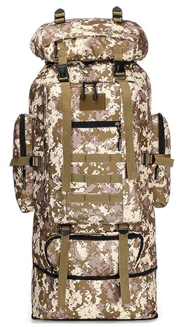 Astis 80+20L Wandern Camping Rucksack, Wasserdicht Survival Rucksack, Outdoor Sport Tages rucksack Multifunktions Reisetasche für Klettern Camping Reisen (E)