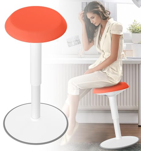 UISEBRT Hocker Ergonomischer,Sitzhocker Höhenverstellbar 43-61 cm, Stehhocker Anti-Rutsch,für Wohnzimmer,Schlafzimmer,Büro,Orange,Rund