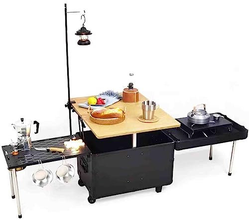 SFSLBFB 55 Liter Outdoor Mobile Küche Auto Camping Box Picknick Lagerung Lagerung Klapp Tee Tisch Erweiterung Kombination Kochstation