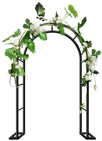 Steel Garden Arch 80cm to 350cm Wide Metal Garden Trellis,Outdoor Wedding Arch,Round Pergola Arbour for Climbing Plant Vines,Metal Pergola Arch(Black,L80xW40xH200cm)