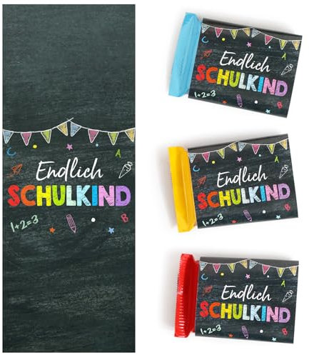 50 Schokoladenbanderole Schulanfang Schokolade Aufkleber Endlich Schulkind 2025 Mini Schokoladen Banderolen Selbstklebend Sticker Tafelmotive Einschulungsparty Schulfang Gastgeschenk