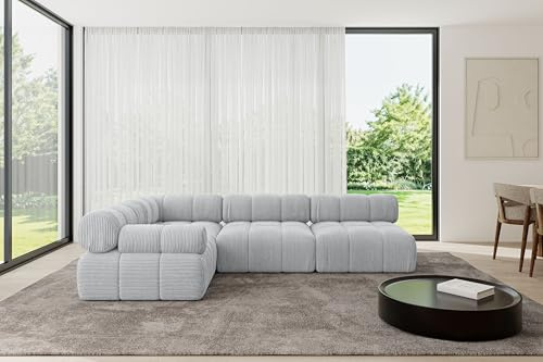 ALTDECOR Modulares Sofa Ecksofa in L-Form Corner modular Sofa Eckcouch Couch Wohnlandschaft Cauchsofa Polstersofa Mende-L2-285x190x70 cm Grau